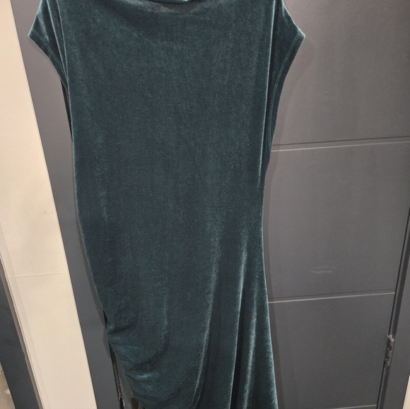 Teal Velvet Ruched Midi Dress with Side Slit Maya Cowl Neck XL Anthropologie Nwo - Picture 4 of 4